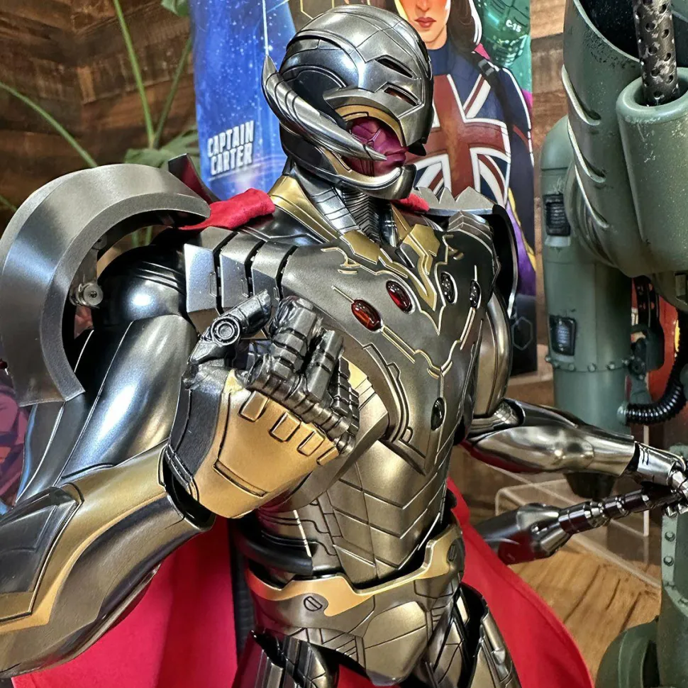 What If…? - Captain Carter, Infinity Ultron, Zombie Hunter Spider-Man, Steve Rogers & The Hydra Stomper 1/6th Scale Hot Toys Action Figure Bundle (Set of 4)